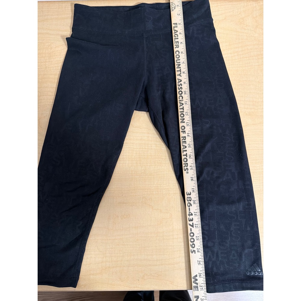 Adidas Climalite Mid Rise Cropped Leggings Black Tonal Print Womens Small